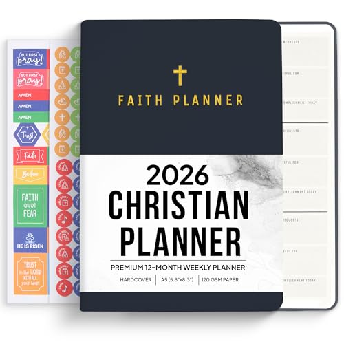 2026 Christian Planner & Prayer Journal | Strengthen Your Relationship with God and Better Navigate His Path for You | Daily Planner w/Bible Verses, Prayer Prompts, & Habit Tracking (Black) - color: Black