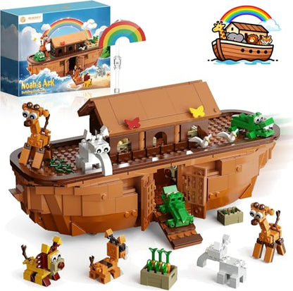 Noah's Ark Building Blocks Set - 845 PCS Deluxe Bible Story Model Kit for Adults, Boys & Girls, Interactive Religious Construction Toy, Ideal Christian Gift for Birthday, Baptism & Easter