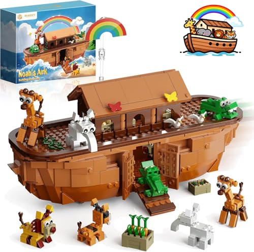 Noah's Ark Building Blocks Set - 845 PCS Deluxe Bible Story Model Kit for Adults, Boys & Girls, Interactive Religious Construction Toy, Ideal Christian Gift for Birthday, Baptism & Easter