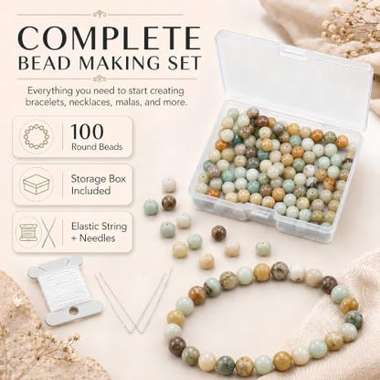 Cherry Tree Collection 100PCS 6mm Amazonite Multi Round Bead Craft Kit - color: amazonite multi, size: 6mm