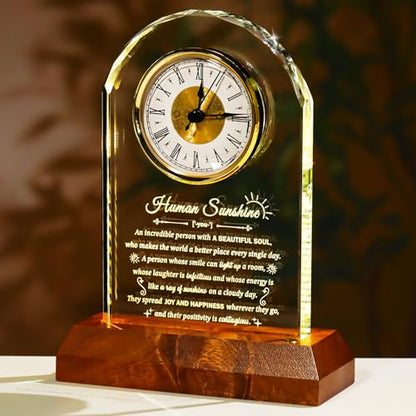 Arikyrist Glass Clock Human Sunshine Inspirational Gifts for Women Men - color: Human Sunshine