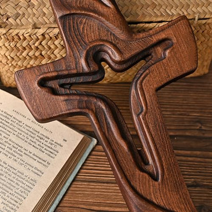 BGCOPPER Wooden Cross for Wall Decor Jesus Crucifix Wall Cross - 20 Inch - size: 20"L