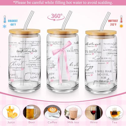 Watersay 64 Pcs Coquette Pink Bow Gift for Women Christian Pink Bow Birthday Gifts Baskets 16 oz Tumblers Preppy Makeup Bag Multicolor Ballpoint Pen Sticky Notes Stickers for Her Friends Sisters - style: Pink Bow