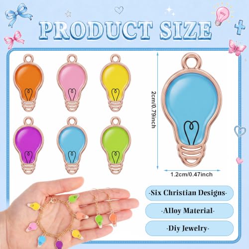 Sasylvia 48pcs Multicolor Light Bulb Charms for Jewelry Making School Craft - style: Multicolor Light Bulb