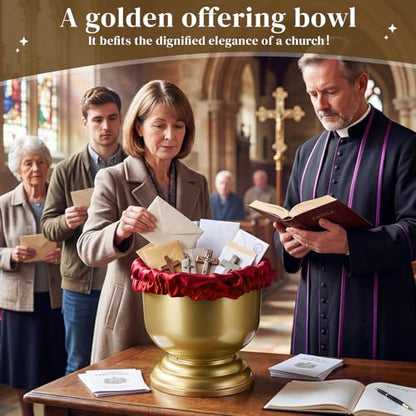Zhehao 1 Pcs Large Offering Pot for Church Offering Pot with Removable Liner Prayer Ritual Bowl Tithes and Donations Smudge Basket for Church Communion Supplies (Stylish) - style: Stylish
