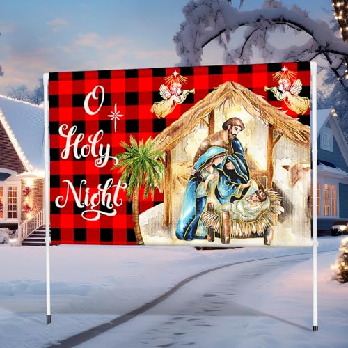 Nativity Scene Yard Flag Christmas Double Sided Buffalo 24x36 in
