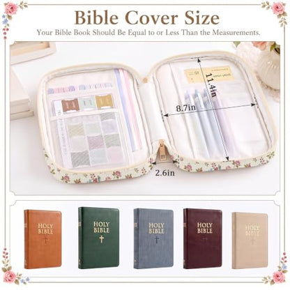 Britimes Bible Cover Case for Women, Bible Cover with Accessories, Rose - color: Rose Floral