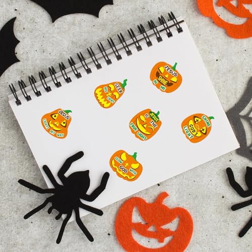 Haooryx Pumpkin Religious Sticker Roll, 300Pcs Make A Halloween Pumpkin Face - style: Religious Halloween pumpkin 1Roll