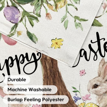 AVOIN colorlife Happy Easter Egg Tree Bunnies House Flag 28x40 Inch - size: House Size-28 x 40"