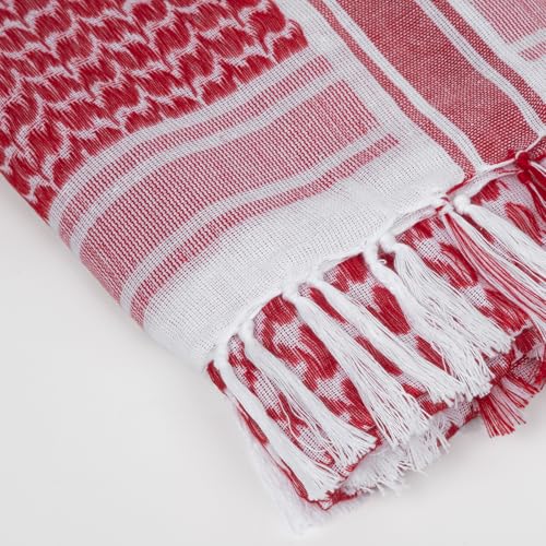 Aonal Military Shemagh Tactical Desert Scarf, Keffiyeh Scarf for Men - color: Mix Red & White