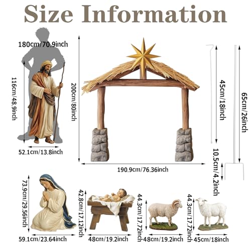 6 Pcs Christmas Nativity Scene Set 81" Tall Outdoor Nativity Scene
