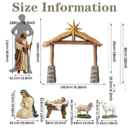 6 Pcs Christmas Nativity Scene Set 81" Tall Outdoor Nativity Scene