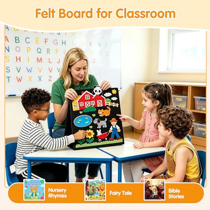 AKAYOK Foldable Felt Board for Toddlers, Double-Sided Flannel Board, Black - color: 33" X 12"-foldable & Expands-black