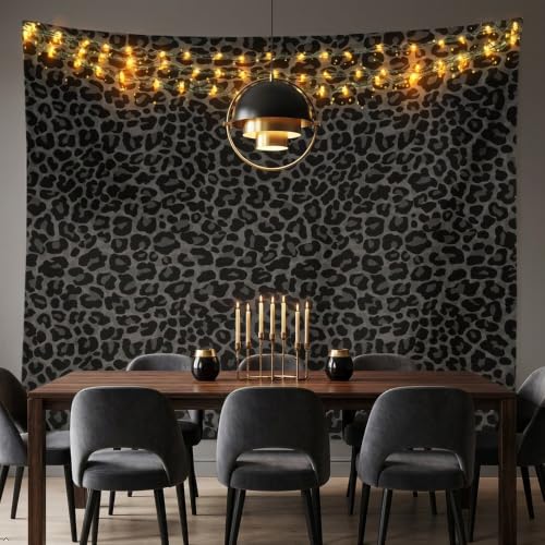 Erosebridal African Cheetah Tapestry For Bedroom Aesthetic,Leopard Print Tapestry 59x82,Grey Animal Skin Wall Hanging,Wildlife Wall Tapestries - color: Grey Black, size: 82.7"L x 59.1"W