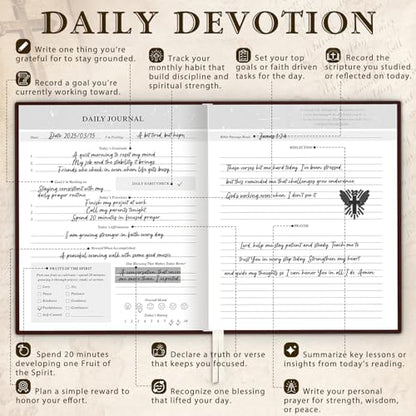 Lanpn Christian Bible Prayer Journal for Men, 91 Days Daily Devotional Journals, Bible Study Notebook with Scripture Verse for Church Pray Notes, Religious Faith Gifts, Brown Leather Hardcover - color: Brown