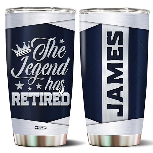 Personalized Retirement Tumbler Gifts for Women Men The Legend Has Retired Travel Cup Coffee Mug Gift for Coworkers Office Him Her Stainless Steel 20oz With Lid - color: RETIRE