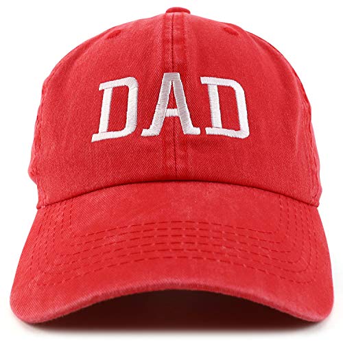 Trendy Apparel Shop Dad Embroidered Pigment Dyed Low Profile Cotton Cap - color: Red