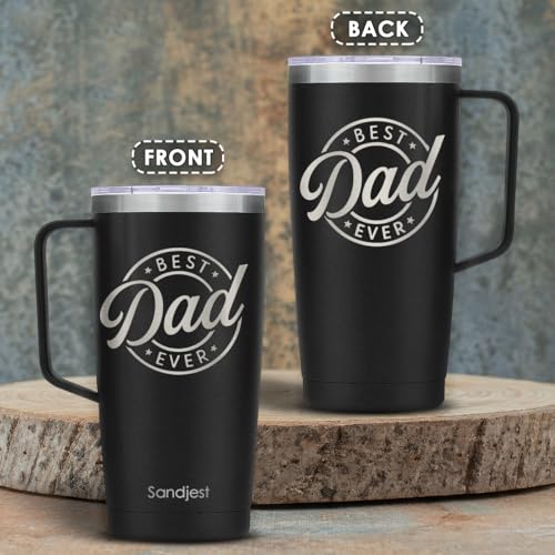 SANDJEST Dad Tumbler with Handle 20oz Coffee Travel Mug Cup for Grandfather Grandpas Grandfathers Grandad Birthday - Fathers Day - Christmas, Papa Grandpa from Granddaughter Grandson - color: Dad 5