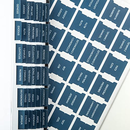 DIVERSEBEE Laminated Bible Tabs (Large Print, Easy to Apply), Bible Study Journaling Supplies, Index Book Tabs for Women and Men (Navy) - color: Navy