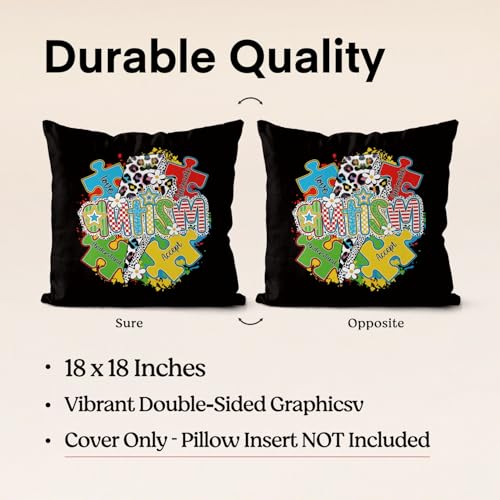 QIYUHOY Autism Puzzle Mental Health Throw Pillow Covers, 18x18 Inch - color: 009-motivational