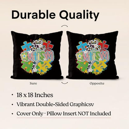 QIYUHOY Autism Puzzle Mental Health Throw Pillow Covers, 18x18 Inch - color: 009-motivational