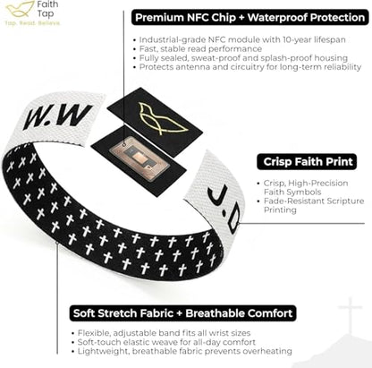 Lusinus Bible Verse Bracelets, Tap for Scripture, NFC Daily Wristband - color: BLACK( Trust God 4Pcs)