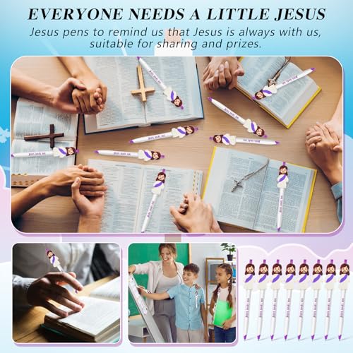 CroBlissful 100 Pcs Christian Jesus Pens Bulk Sunday School Prizes