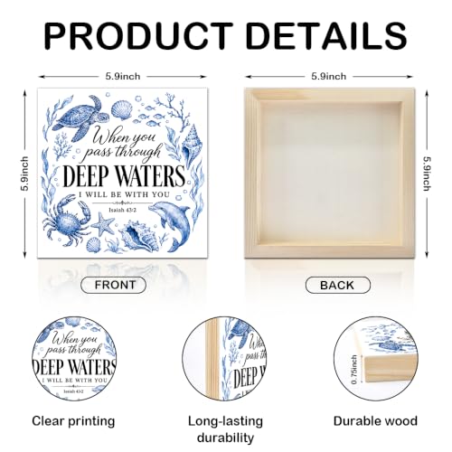 When You Pass Through Deep Waters Isaiah 43:2 Wooden Box Sign - color: Multi-color-010