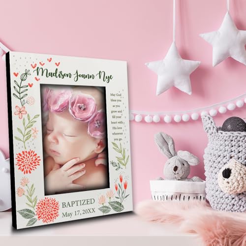 BELLA BUSTA-Personalize -Baptism, Dedication, Confirmation, First Communion Theme Picture Frame-Keepsake from Godparents, Friends, Family-UV Print Frame (Orange (5x7 Vertical)) - color: Orange (5x7 Vertical)