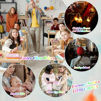 ILHSTY 50 Pcs Little Jesus Figures– Rubber Mini Jesus Figurines in Bulk Christian Doll Tiny Baby Jesus Loves You Figures for Hide and Seek Easter Egg Fillers Egg Hunt Religious Party Favors - color: Mix Color 8