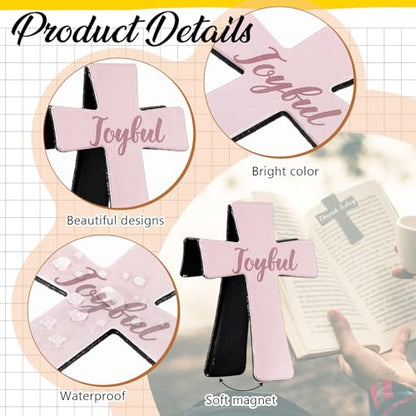 Resurhang 48 Pcs Magnetic Bookmark Cross Bible Verse Marker, Morandi - style: Morandi