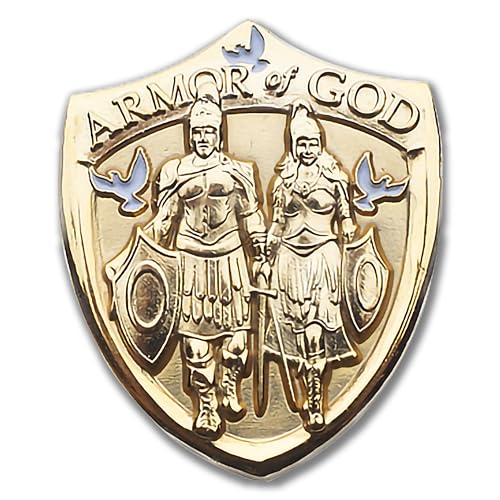 Armor of God Shield Lapel Pin by Armor Coin & Emblem - Elegant Spiritual Emblem - Divine Protection - Christian Accessory - Religious Collectible Gold Tie Tac