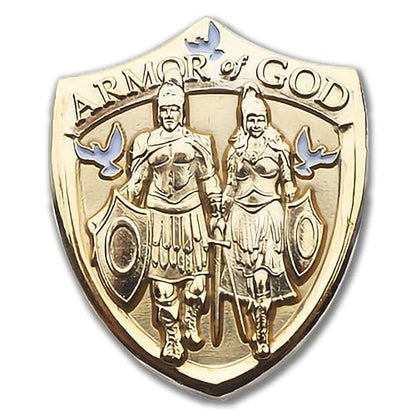 Armor of God Shield Lapel Pin by Armor Coin & Emblem - Elegant Spiritual Emblem - Divine Protection - Christian Accessory - Religious Collectible Gold Tie Tac