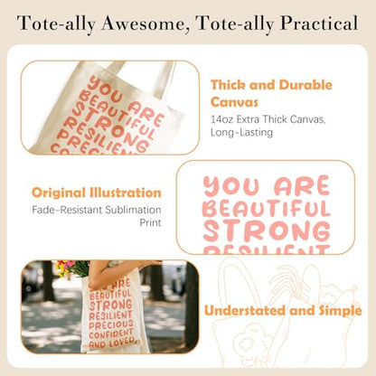 Aesthetics Canvas Tote Bag - Art Design Gift for Women, Reusable Purse Tote Bag with Inner Zip Pocket - style: You Are