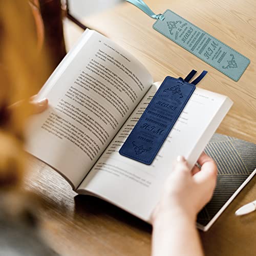 FINPAC Leather Bible Bookmarks, Bible Verse Book Markers - color: Turquoise + Navy