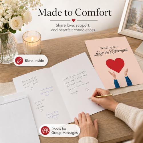 Andaz Press Jumbo Sympathy Card with Envelope, Sorry For Your Loss Card, Sending You Love & Strength, Loss Of Pets, Condolences Card with Big Blank Space to Send to Friends, Family, 8.5" x 11", 1-Pack - color: Sending You Love & Strength