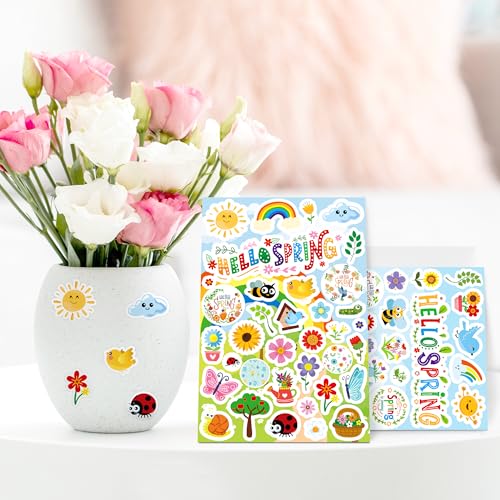 LINAYE 24 Sheets Spring Stickers for Kids, 840 PCS Spring Decorative Stickers Crafts Party Favors Supplies for Kids Classroom - style: Spring 24 Sheets