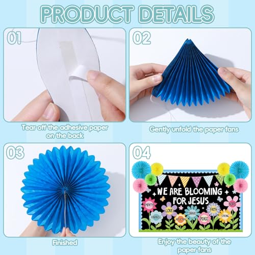 Christian Religious Bulletin Board Set Summer Floral Sunday School Classroom Decoration Positive Paper Fans 3D DIY We are Blooming for Jesus Cutouts for Church VBS Chalkboard Wall Prayer Board Decor - style: We are Blooming for Jesus