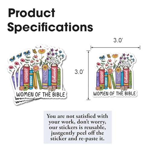 Women of The Bible Stickers 3Pcs Wait Like Sarah Perfect Like Rahab Trust Like Ruth Decals Vinyl Waterproof Christian Jesus Stickers for Water Bottles Laptop (Women of The Bible) - color: Women of the Bible