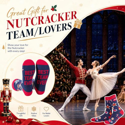 Glitopper 12 Pairs Best Team Ever Gift Socks Bulk - color: Navy Blue & Red, style: Team