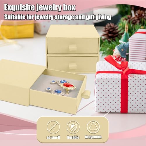 Jewelry Gift Box, 12-Pack Necklace Gift Box Drawer Jewelry Box Bangle Necklace Case For Earrings & Rings, Stylish Necklace Bracelet Organizer, 3.5 x 3.5 x 1.25 Inches (Off-White) - color: Off-White
