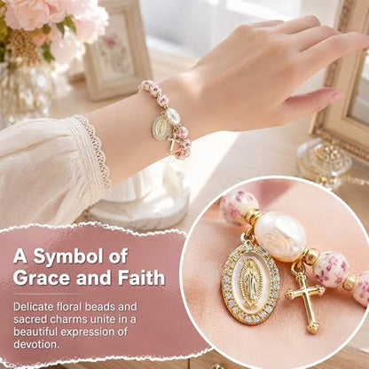 Holy Water Bracelet for Women,Religious Christian FaithJewelry - color: Red