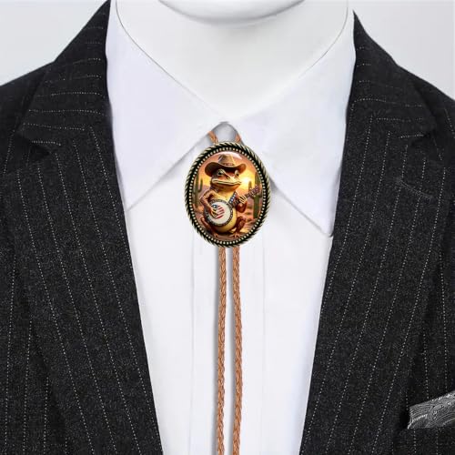 GelConnie Gothic Bolo Tie for Men Women 3D Art Western Cowboy Necktie - color: Frog Bolo Tie