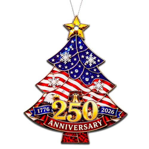 America 250 Christmas Tree Ornament 2026 Celebrating 250 Years of American History with Patriotic Eagle and USA Flag Design, Commemorative Holiday Decoration for Home, Tree and Festive Gifting - color: 250 Christmas Tree Ornament 2