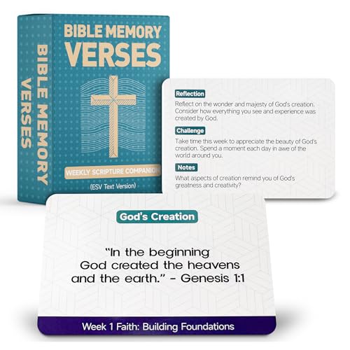 52-Week Bible Memory Verse Flash Cards-Weekly Scripture Cards (ESV), Prayer Cards for Individual or Group Bible Study- Contain Engaging Questions, Bible References, Prayer Prompts