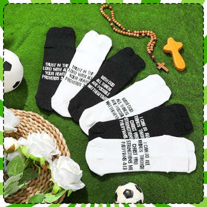 Janmercy 6 Pairs Christian Ankle Socks Fit Us Size 6-13 - color: White, Black