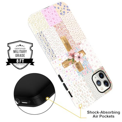 for iPhone 11 Pro Max 6.5'' Pink Flower Cross Christian Phone Case - color: Pink Flower Cross, size: iPhone 11 Pro Max