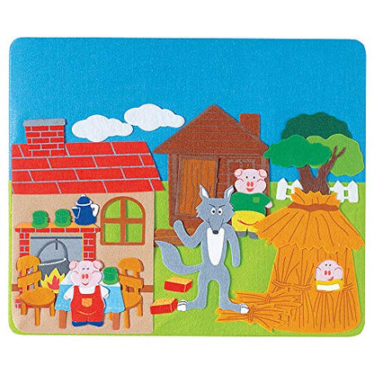 Constructive Playthings Classic Stories Felt Board Story Sets, Flannel Board for Preschool Learning Activities, With Three Little Pigs, Goldilocks, Red Riding Hook, Red Hen and Gingerbread Boy, 3+