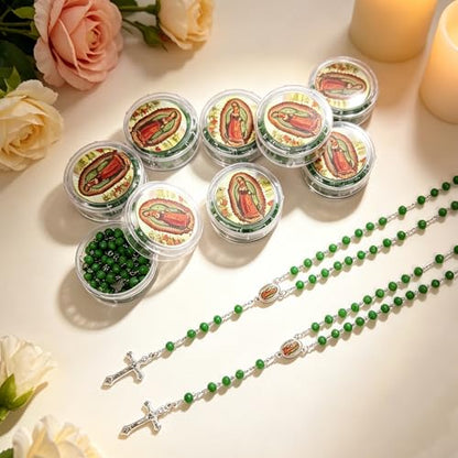 24Pcs Rose Scented Catholic Rosaries Necklaces Rosary Beads Necklace - color: Green