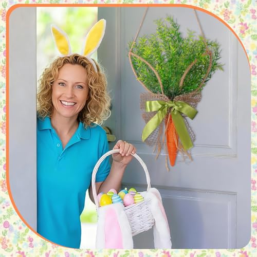 Cinnvoice Easter Carrot Wreath Artificial Front Door Wreath - style: Easter Carrot